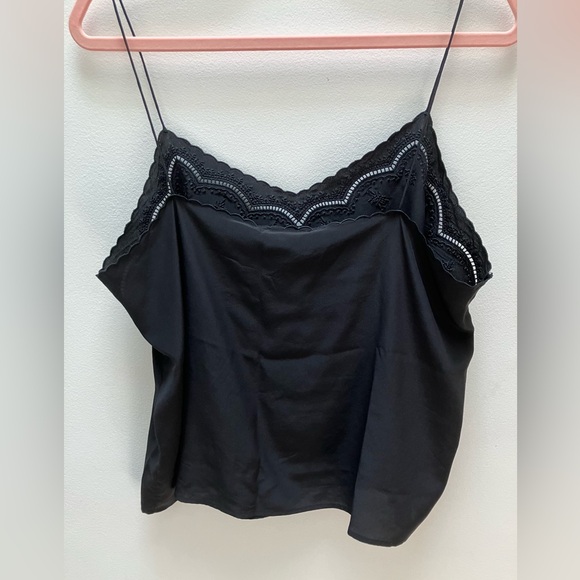 Sézane Palma Silk Embroidered Black Cami - EU 42/US 10 - Picture 6 of 10